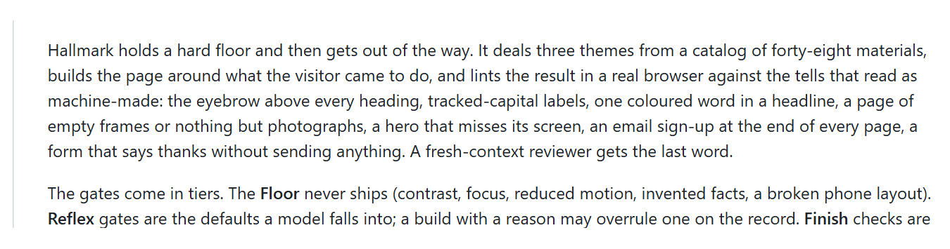 Some of the tells, from the README