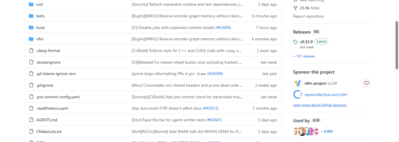vllm-project/vllm on GitHub, October 26, 2026