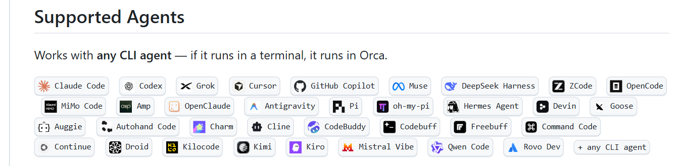Some of the supported agents, from the README