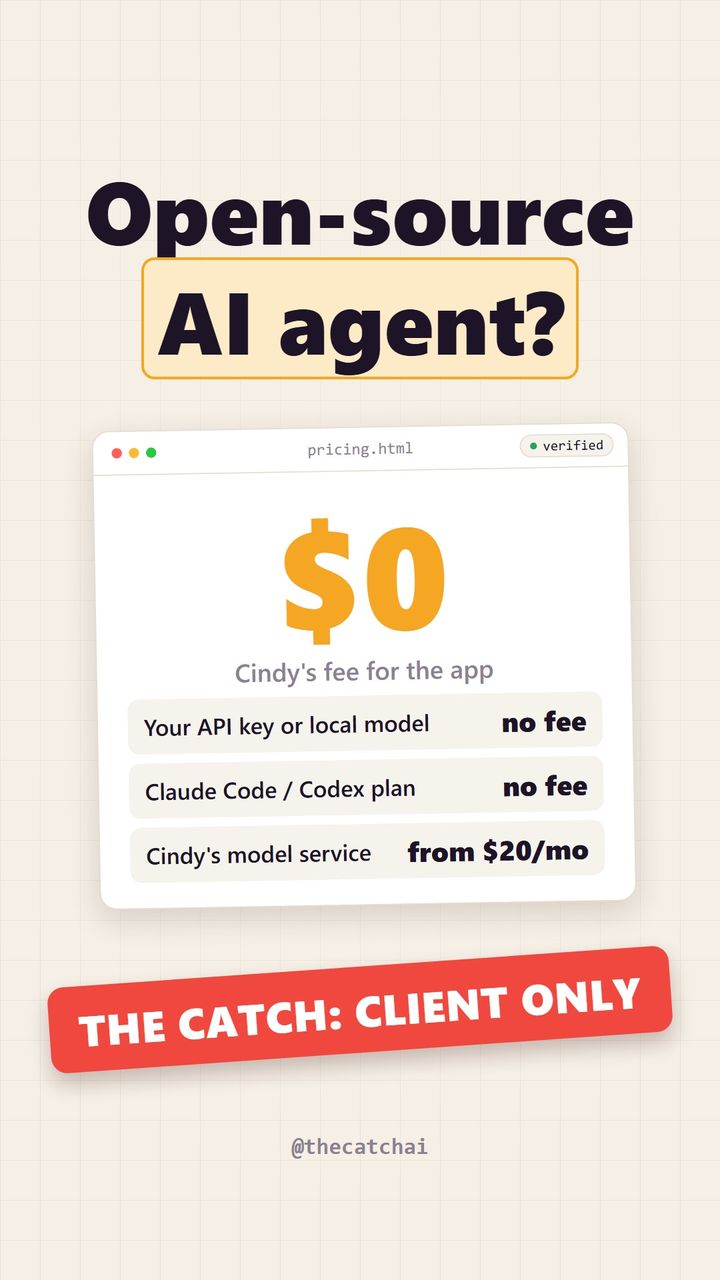 Open-source AI agent?. The catch: Client only